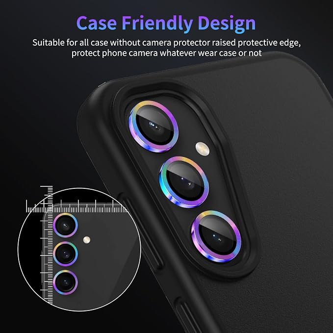 Camera Lens Protector for Samsung Galaxy S23 FE,1 Pack | Tempered Metal Glass Camera Cover, HD Clear Anti-Scratch Lens Screen Protector Film,Case Friendly,Colorful Titanium - Image 7