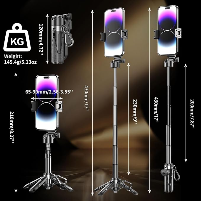 Selfie Sticks for iPhone, 4-in-1 Multi-Functional Phone Tripod with Remote Control, Pocket-Sized Mini Selfie Stick, Suitable for Photography, Live Streaming, Outdoor Travel Essentials - Image 6