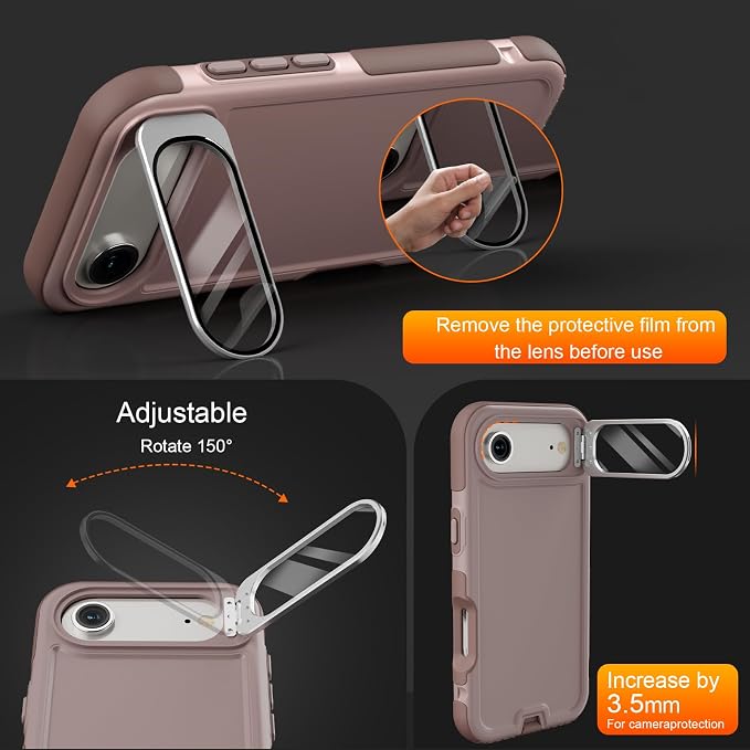 Follaroma Magnetic for iPhone 17 Air Case with Camera Stand, Light Brown | Built-in Glass Camera Cover Stand,Compatible with MagSafe,Heavy Duty Shockproof Protective,Military-Grade Anti-DropDual Case - Image 2