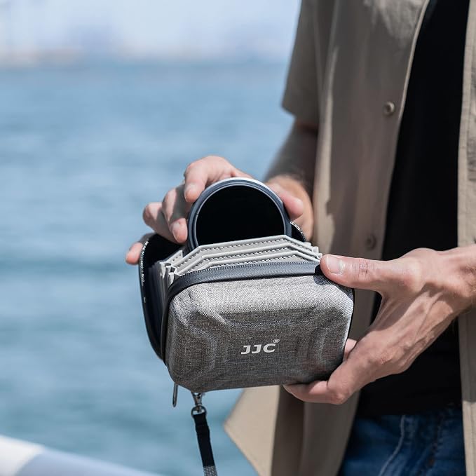 JJC Durable Lens Filter Pouch Case for 10 Circular ND UV Filters up to 95mm | Photography Filter Wallet Holds up to 10 Filters, Water-Resistant EVA Exterior with Zipper Closure, Includes Wrist Lanyard - Image 7