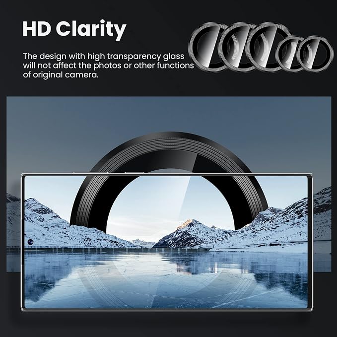 Tensea [3+2PCS for Samsung Galaxy S23 Ultra 5G Camera Lens Protector, 9H Tempered Glass Camera Cover Screen Protector Metal Individual Ring [Installation Tray][Removal tool][Case Friendly]- Black | 9H Tempered Glass Camera Cover Screen Protector Metal ... - Image 5