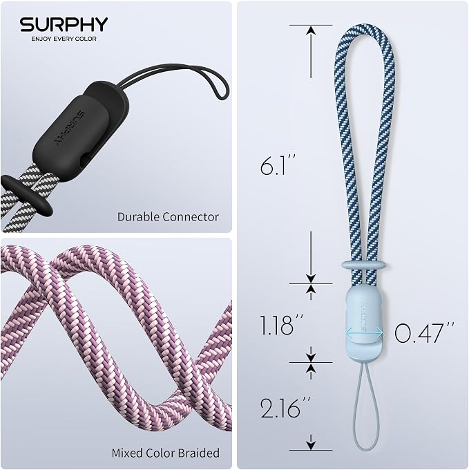 SURPHY 3 Pack Phone Wrist Strap, Phone Lanyard with Cellphone Tether Tab | Phone Strap Charm, Camera Wrist Strap with 2-Color Braided, Phone Wristlet, Wrist Lanyard for Case - Image 4