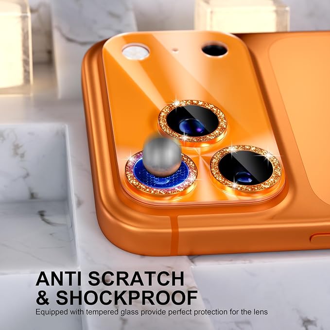 Choiche for iPhone 17 Pro Max Camera Lens Protector, Light-Orange | Bling Metal Camera Cover with 9H Tempered Glass Lens Screen Protector Accessories, Strong Adsorption, Case-Friendly, 6.9-inch - Image 3