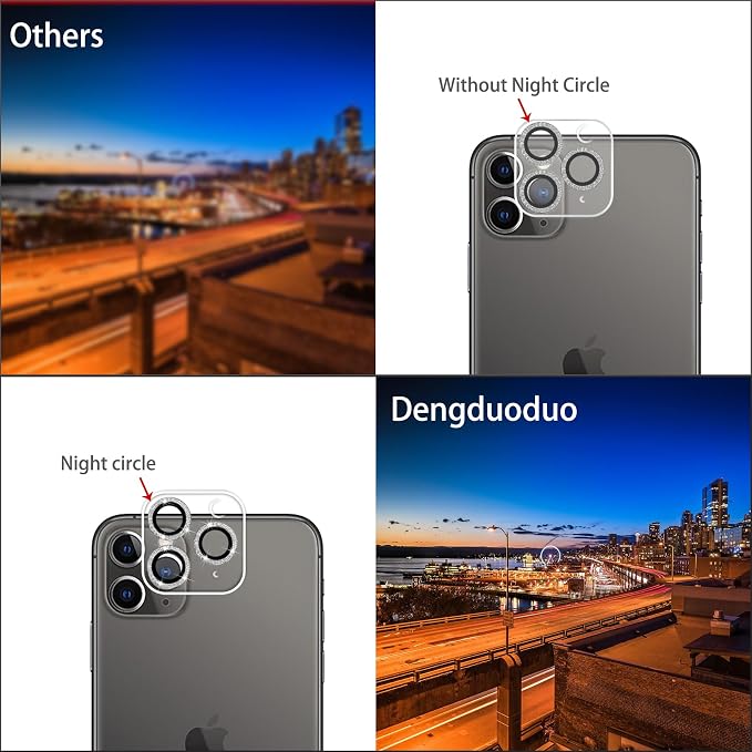 3 Pack Dengduoduo Tempered Glass Camera Lens Protector for iPhone 11 Pro 5.8" & iPhone 11 Pro Max 6.5", Bling Sparkle, Ultra HD, 9H Hardness, Anti-Scratch, Case Friendly, Easy to Install [No Affect on Night Shots] - Image 4