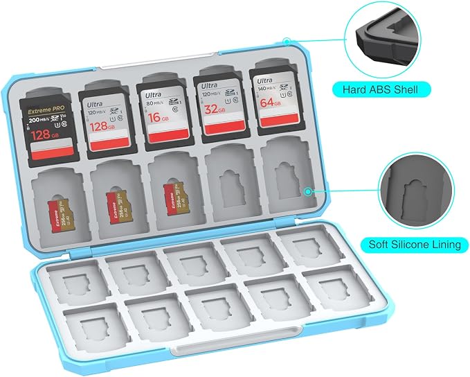 SD Card Case with 40 Precise Card Slots for SDXC Micro SD Cards | Hard ABS Shell & Soft Silicone , Precise 40 Card Slots,Magnetic Closure,Portable Memory Card Holder for Daily Travel - Image 4
