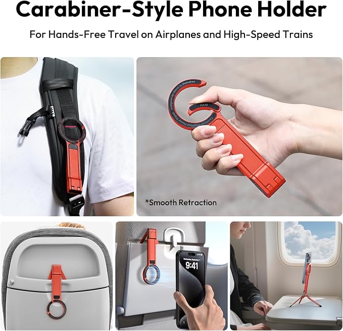ULANZI MA30 Magnetic Phone Tripod Stand for iPhone - Aluminium Maglock Smartphone Mini Tripod Pocket Cell Phone Stand Strong Magnet Quick Mount Compatible with iPhone 17 16 15 14 13 12 Series, Orange - Image 2