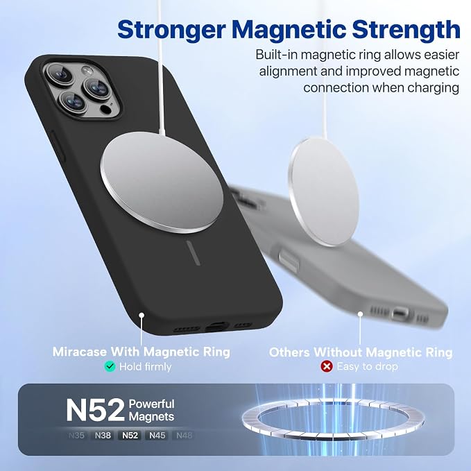 Miracase Silicone & Magnetic for iPhone 12 Pro Max Case, Black Magnetic | Compatible with MagSafe, Soft Microfiber Lining, Premium Silicone Case Shockproof Drop Protection Phone Case for 12 Pro Max - Image 7