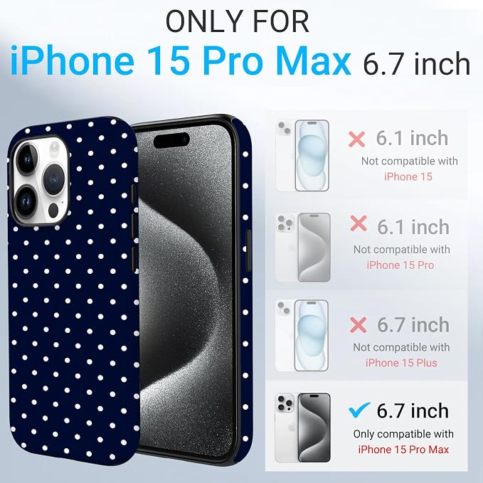 TPU Phone Case for iPhone 15 Pro Max, MagSafe Wireless Charging Compatible, Shockproof Slim Fit Protective Cover with Anti-Yellowing & Raised Camera Protection (Polka dot 7, iPhone 15 Pro Max) - Image 2