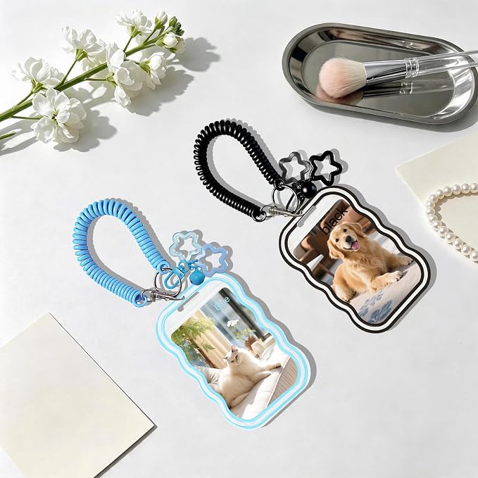 2 Pack Cute Photocard Holder Keychain,Kpop Photo Card Holder | Creative Photo Protector Keychain Accessories for Bus Card, Daily Display & Travel Decorations Gifts - Image 5