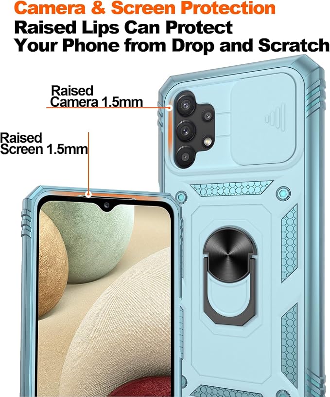 Gritup for Galaxy A32 5G Case Military-Grade Shockproof with Kickstand | with 2 PCS Screen Protector, Slide Camera Cover, Heavy Duty Outdoor Protection Full Body Funda para Galaxy A 32 Cover-Green - Image 5