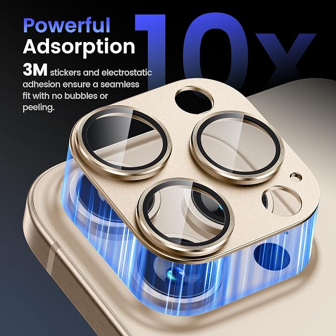 Tensea for iPhone 16 Pro Max/16 Pro/14 Pro Max/14 Pro Camera Lens Protector | Metal Aluminum Alloy Tempered Glass Cover Camera Screen Protector Accessories, Case Friendly - Image 6