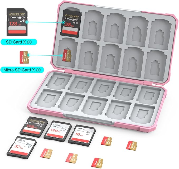 SD Card Holder with 40 Card Slots for SDXC Micro SD Cards | Hard ABS Shell & Soft Silicone,Dedicated Card Slots,Magnetic Closure,Portable Memory Card Holder for Daily Travel - Image 2