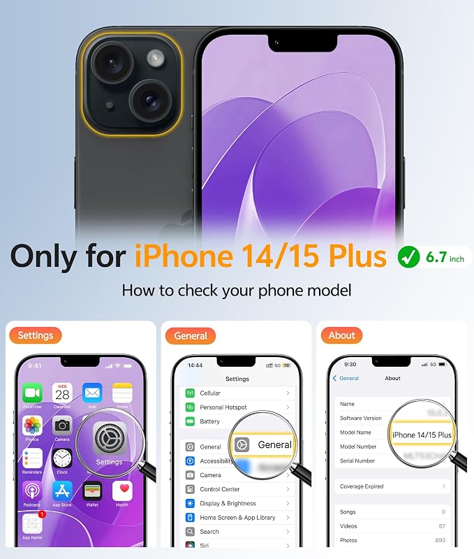 FNTCASE for iPhone 15/14 Plus Case, Fit for Magsafe, Screen Protector | Translucent Matte Magnetic Back, 14FT Military Grade Drop Protection, Shockproof Protective Phone Cover, Purple - Image 2