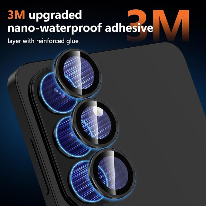 for Samsung Galaxy S26 Camera Lens Protector, Individual Metal Ring Tempered Glass Lens Cover, [Strong Adsorption] Scratch Resistant Ultra-Thin HD Clear Lens Cover, 1 Set-Black Ring - Image 4
