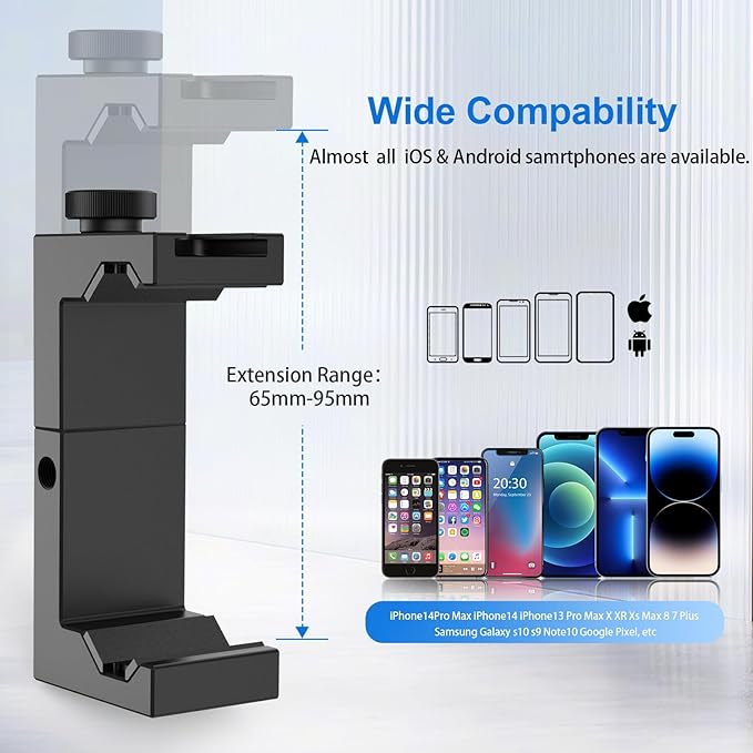 ULANZI ST-02S Aluminum Phone Tripod Mount w Cold Shoe Mount, Support Vertical and Horizontal, Universal Metal Adjustable Clamp for iPhone 12 11 Pro Xs X Max 8 7 Plus Samsung Android Smartphones - Image 3