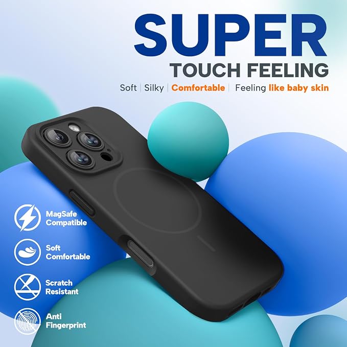 miracase Magnetic for iPhone 16 Pro Max Case, [Soft Anti-Scratch Microfiber Lining], Compatible with MagSafe, Liquid Silicone Case Shockproof Drop Protection Phone Case for 16 ProMax,Black | Compatible with MagSafe, Soft Microfiber Lining, Premium Sili... - Image 5