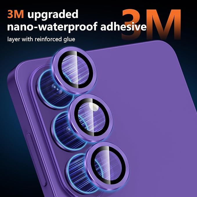 for Samsung Galaxy S26 Camera Lens Protector, Individual Metal Ring Tempered Glass Lens Cover, [Strong Adsorption] Scratch Resistant Ultra-Thin HD Clear Lens Cover, 1 Set-Purple - Image 4