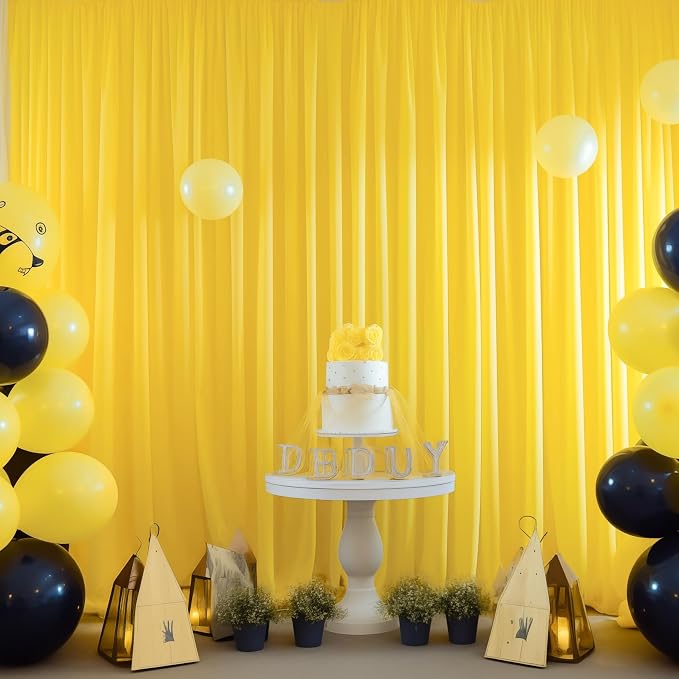 Yellow Backdrop Curtains-Wrinkle-Free Polyester Photography Drapes Party Curtain Background for Baby Shower Wedding Decorations- 16 X10FT (Yellow) - Image 7