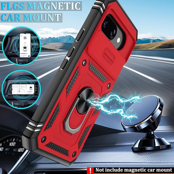 Gritup for Pixel 9A Case Military-Grade Shockproof with Kickstand | with 2 PCS Screen Protector, Slide Camera Cover, Heavy Duty Outdoor Protection Funda para Google 9 A Phone Cover, Red+Black - Image 5