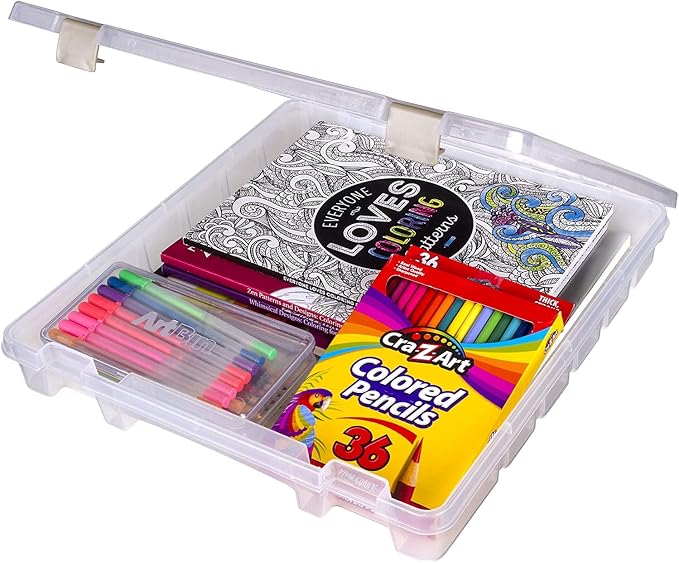 ArtBin 9100AB Super Satchel Slim 1 Open Compartment, Art & Craft Organizer, [1] Plastic Storage Case, Clear by ArtBin