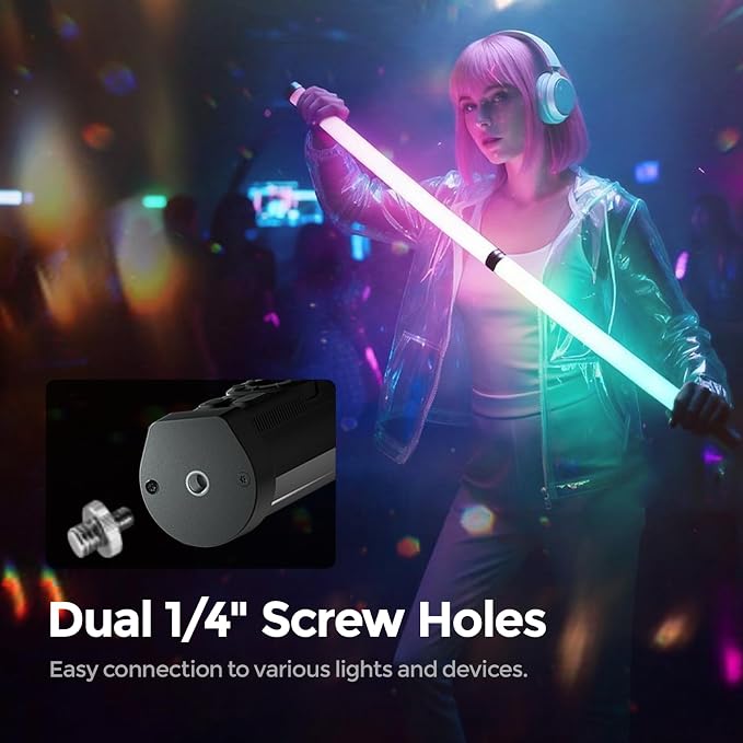 PHOTOOLEX Magnetic Light Wand, 360° RGB Tube Light, LED Video Light Stick | 10W/Full Color/CRI 96+/TLCI 97+/2500K-9900K/21 Scenes/Handheld/5200mAh, for Studio Photography Vlog Recording Streaming - Image 5