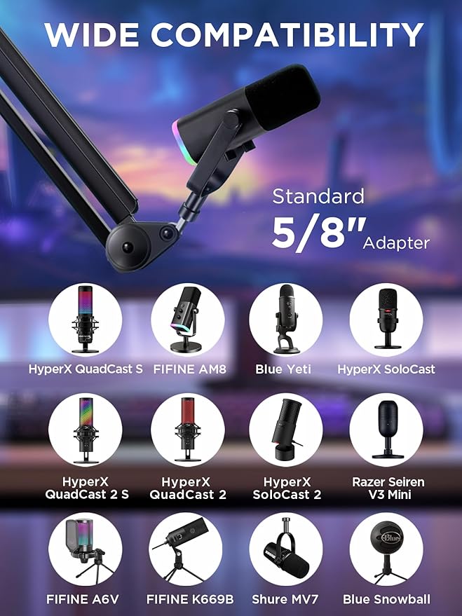 InnoGear Mic Arm Microphone Boom Arm Cable Management for Blue Yeti, Black | Desk Mount, for Shure Fifine, Professional Appearance, Extendable, Horizontal Reach 32.3", 3.5 lb Weight Capacity, Heavy-Duty - Image 2