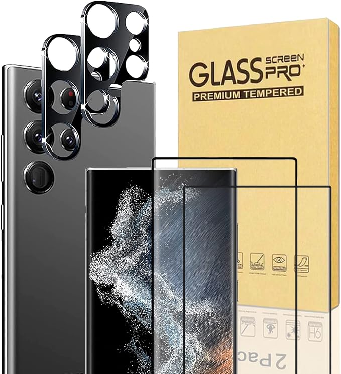XDesign [2+2 Pack Galaxy S23 Ultra Screen Protector, 9H Tempered Glass Scratch Resistant, Ultrasonic Fingerprint Support, For Samsung Galaxy S23 Ultra 5G 6.8 Inch Glass Screen Protector by XDesign