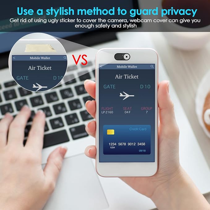 Laptop Camera Cover Slide, 0.027 Inch Ultra-Thin Metal Camera Privacy Covers, Webcam Cover Camera Cover Slide for iPhone, iPad, Mac, MacBook, Laptop, PC, Protect Your Privacy Security (Black-3 Pack) - Image 5