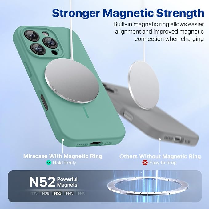 miracase Magnetic for iPhone 16 Pro Max Case, [Soft Anti-Scratch Microfiber Lining], Compatible with MagSafe, Liquid Silicone Case Shockproof Drop Protection Phone Case for 16 ProMax,Midnight Green | Compatible with MagSafe, Soft Microfiber Lining, Pre... - Image 4