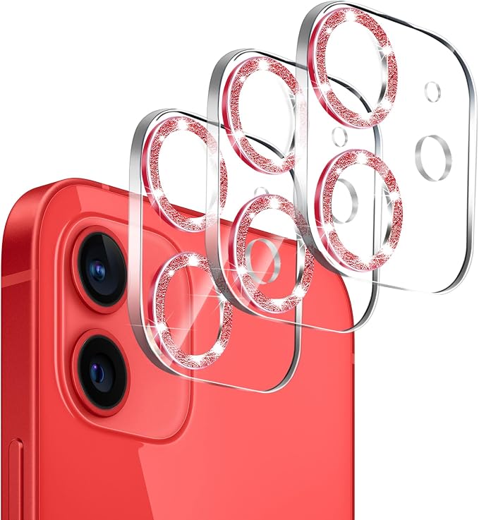 Dengduoduo 3 Pack Tempered Glass Camera Lens Protector for iPhone 12 6.1" Bling Glitter Sparkle, Ultra HD, 9H Hardness, Anti-Scratch, Case Friendly, Easy to Install [No Affect on Night Shots] by Dengduoduo