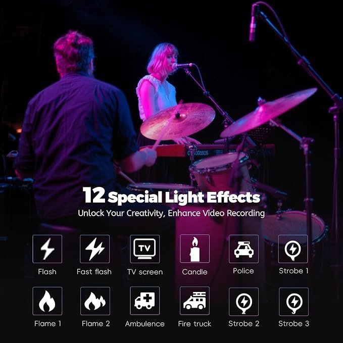 PHOTOOLEX RGB Photography Spotlight, Photography Flashlight, Optical Snoot | 360 ° Color/3500K-7000K/CRI96+/12 Effects/3 Optical Lens/12W Output/PRO, 20 Metal Gobo Filters/9000mAh/APP Control/Portable - Image 7