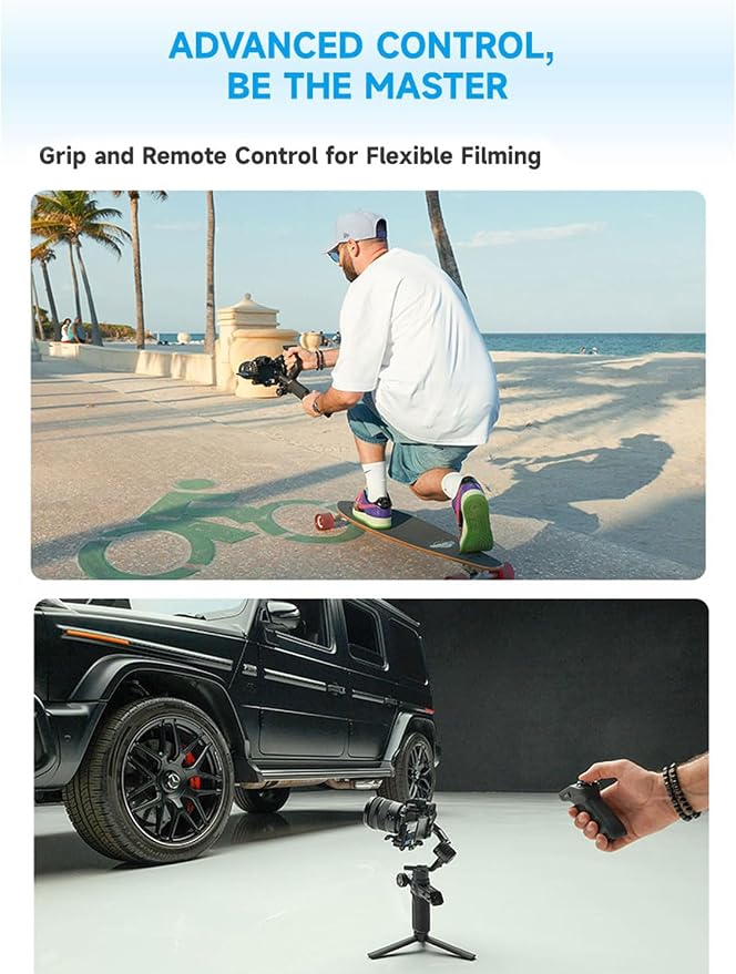 FeiyuTech SCORP Mini-3-Pro Gimbal Stabilizer for Camera Mirrorless/Compact/Action Cameras,Smartphone,18m AI Tracking,Detachable Remote Handle,4.4lbs Payload,3-axis Gimbal for Canon Sony Nikon - Image 4