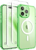 CAPRARO for iPhone 14 Pro Max Case, Compatible with MagSafe | Upgraded [Full Camera Protection] Shockproof Protective Slim Translucent Matte Magnetic Phone Case 6.7'', Clear Green by CAPRARO
