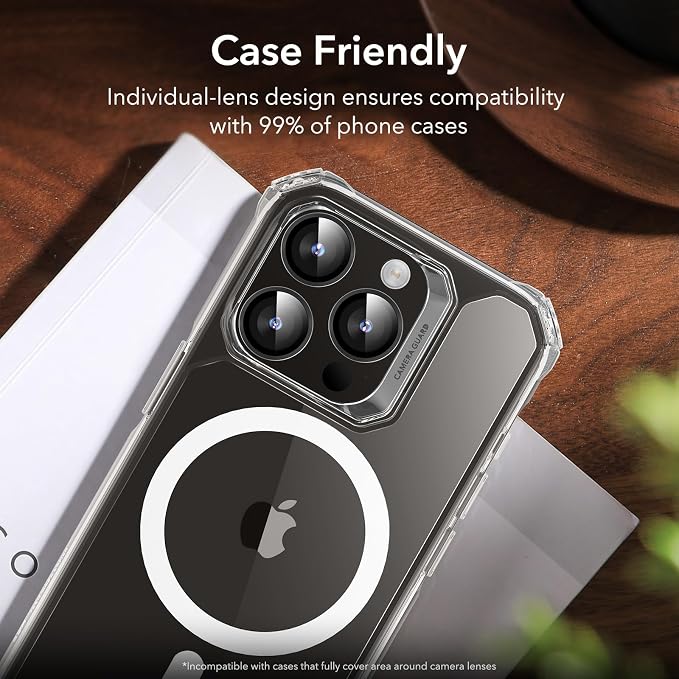 ESR for iPhone 15 Pro Max/15 Pro Camera Lens Protector, 2 Pack, Black | Individual Camera Cover, 9H Tempered Glass, Original Camera Clarity, for iPhone 15 Pro Max/Pro/14 Pro Max/Pro - Image 8