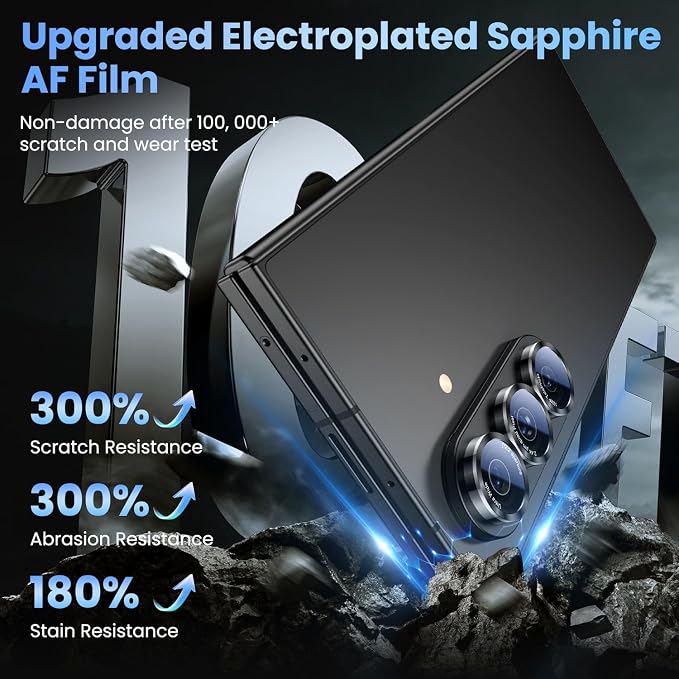 Uyiton for Samsung Galaxy Z Fold 8 Ultra/Z Fold 7 Camera Lens Protector | Military-Grade Sapphire Glass Rear Camera Screen Cover - [Easy to Install] Ultra HD Clear Lens Protector, Black+Silver - Image 4