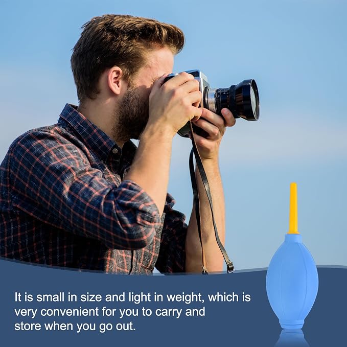 PATIKIL Soft Tip Air Blower Dust Blaster, 3 Pcs Rubber Bulb Air Pump Dust Blower Cleaner Cameras Lens Cleaning Tool with Long Nozzle for Camera Lens Computer Keyboard, Blue/Yellow - Image 5