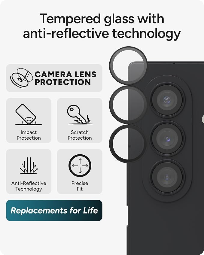 ZAGG Glass Elite Samsung Galaxy Z Fold8 Ultra Camera Lens Protector | Anti-Reflective, 5X Stronger Impact & Scratch Resistant Aluminosilicate Glass - Easy Installation, Smudge-Free Surface - Image 2