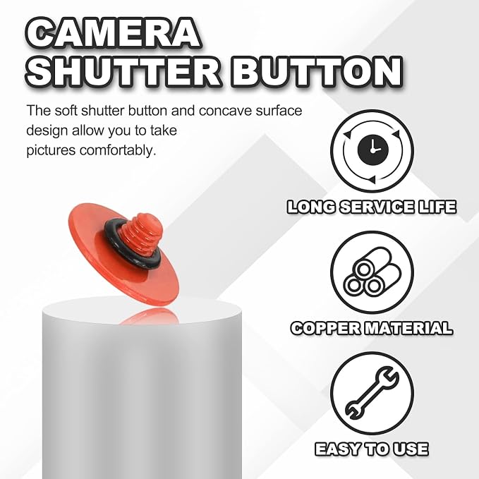 PATIKIL Camera Shutter Button, 3 Pack 10mm Convex Surface Shutter Release Buttons Pure Copper Camera Button for Nikon for Fujifilm for Leica DSLR/SLR, Orange - Image 4
