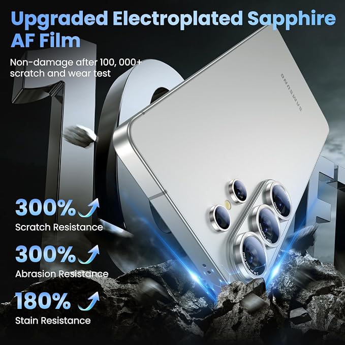Uyiton for Samsung Galaxy S26 Ultra Camera Lens Protector, Unique Design | Case-Friendly, Ultra-Thin, Military-Grade Sapphire Glass with Aluminum Metal Rear Camera Screen Cover, Silver Shadow - Image 4