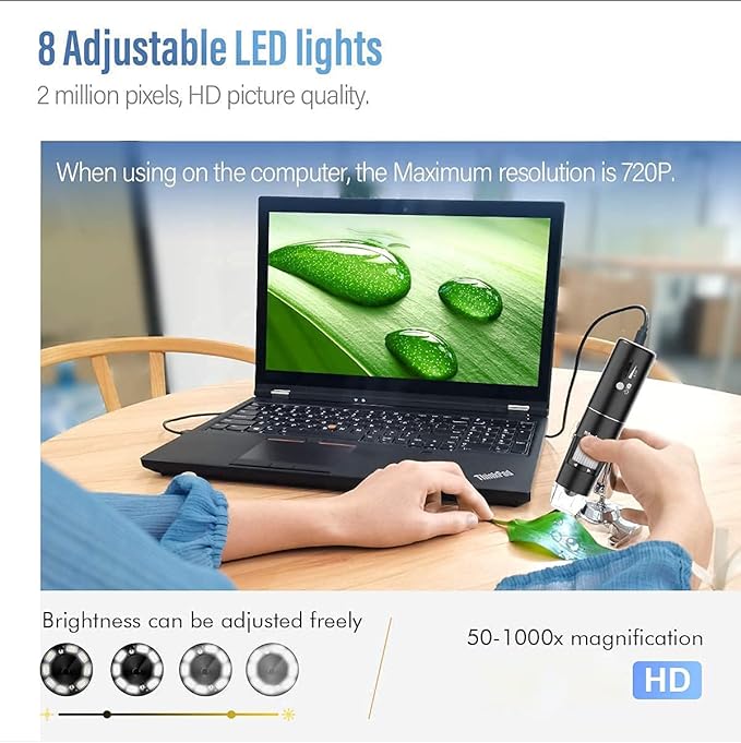 Wireless Digital Microscope, Skybasic 50X-1000X Magnification WiFi Portable Handheld Microscopes with Adjustable Stand HD USB Microscope Camera Compatible with iPhone Android iPad Windows Mac Computer - Image 3