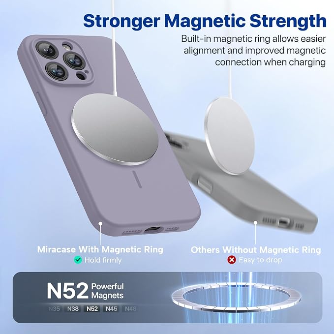 miracase Magnetic for iPhone 14 Pro Max Case, [Soft Anti-Scratch Microfiber Lining], Compatible with MagSafe, Silicone Shockproof Protection Phone Case for iPhone 14 Pro Max,Lavender Gray - Image 4