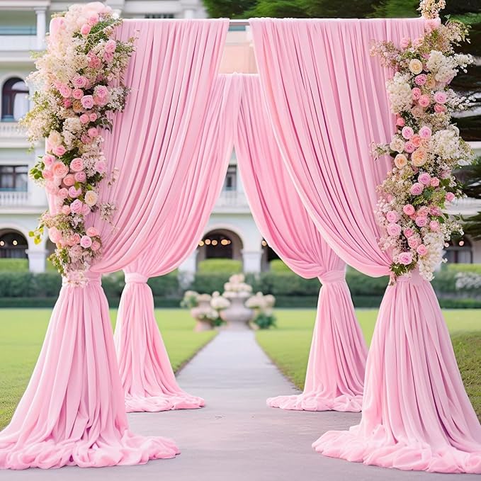 20ft x 10ft Wrinkle Free Pink Backdrop Curtains for Parties, Polyester Backdrop Drapes for Girls Birthday Wedding Photography Background Baby Shower - Image 7