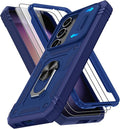 Gritup for Galaxy S23 Phone Case Military-Grade Shockproof with Kickstand | with 2 PCS Screen Protector, Slide Camera Cover, Heavy Duty Outdoor Protection Full Body Funda para Galaxy S 23 Cover-Blue by Gritup