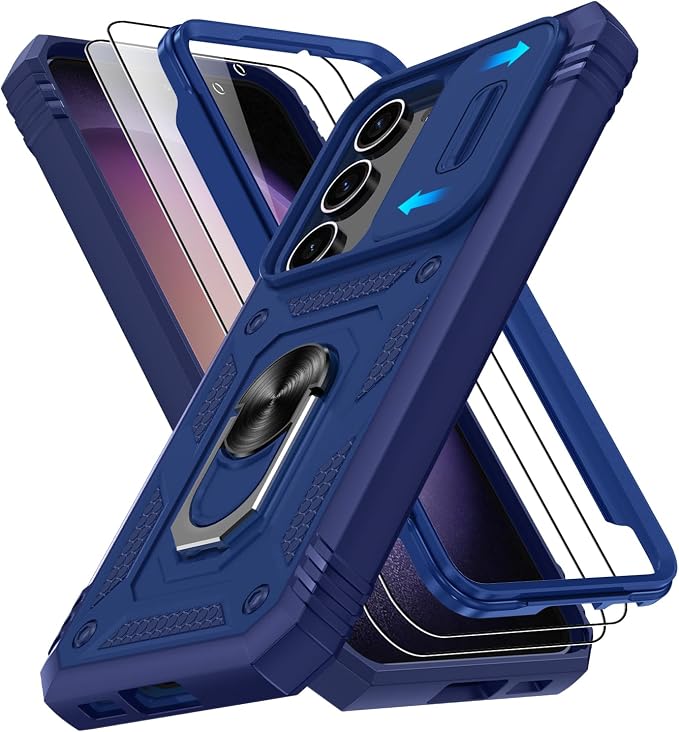 Gritup for Galaxy S23 Phone Case Military-Grade Shockproof with Kickstand | with 2 PCS Screen Protector, Slide Camera Cover, Heavy Duty Outdoor Protection Full Body Funda para Galaxy S 23 Cover-Blue by Gritup