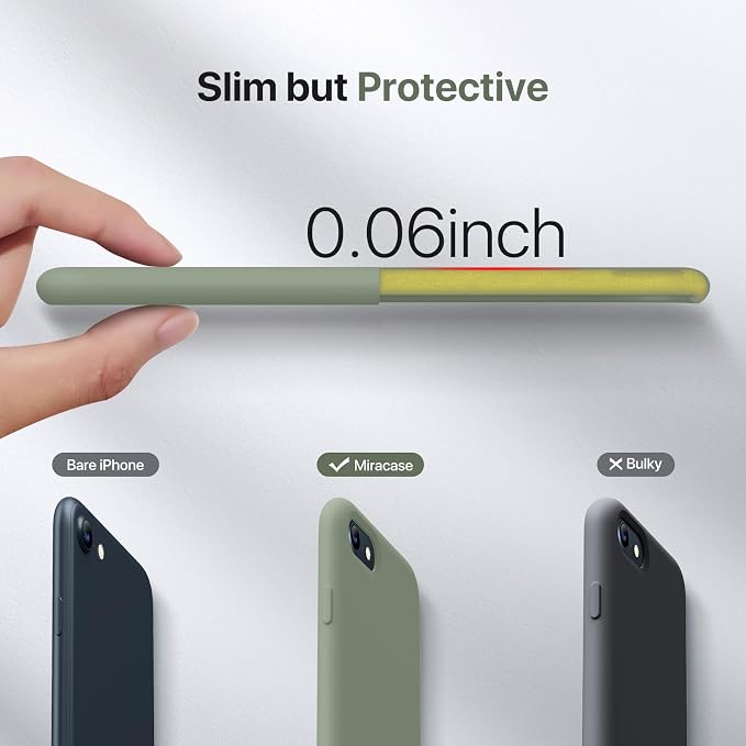 miracase Ultra Slim Designed for iPhone SE Case 2022(3rd Gen)/iPhone SE 2020 Case(2nd Gen)/iPhone 7 Case/iPhone 8 Case with Screen Protector, Multi-Color Silicone Shockproof Phone Case Patina Green - Image 2