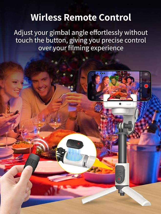 AOCHUAN Gimbal Stabilizer for iPhone, Sefie Stick with Auto Face Tracking | Tripod with Auto Face Tracking for TIK Tok YouTube Video Recording, 4 in 1 Gimbal Stabilizer with 360° Rotation-M1 Pro White - Image 5