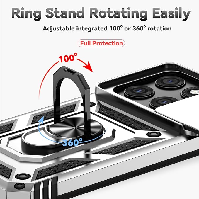 SunStory Compatible with Motorola Moto Edge 2026 Case with HD Screen Protector & Slide Camera Cover & Rotated Ring Kickstand, [Military-Grade] Phone Case for Moto Edge 2026,Silver - Image 4