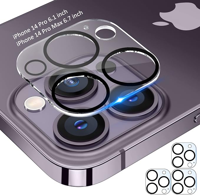 Tensea [3Pcs] for iPhone 14 Pro / 14 Pro Max Camera Screen Protector, Tempered Glass Film Camera Cover Lens Protector, Full Edge to Edge, HD Clear, Case Friendly for iPhone 14Pro 6.1"/ 14 ProMax 6.7" | Tempered Glass Film Lens Cover Screen Protector, F... by Tensea