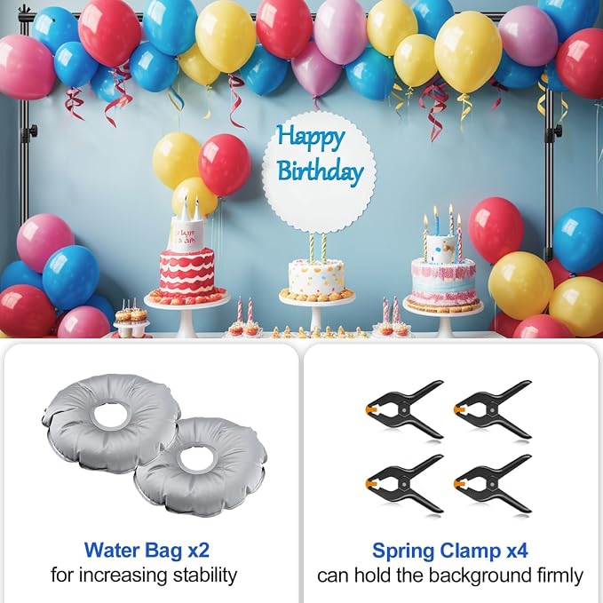 EMART Backdrop Stand Heavy Duty 10x10ft Adjustable Pipe and Drape Stand | Photo Backdrop Stand for Party Photography Wedding Birthdy Dispaly Event Festival Decorations Balloon Exhibition Photo Booth - Image 5
