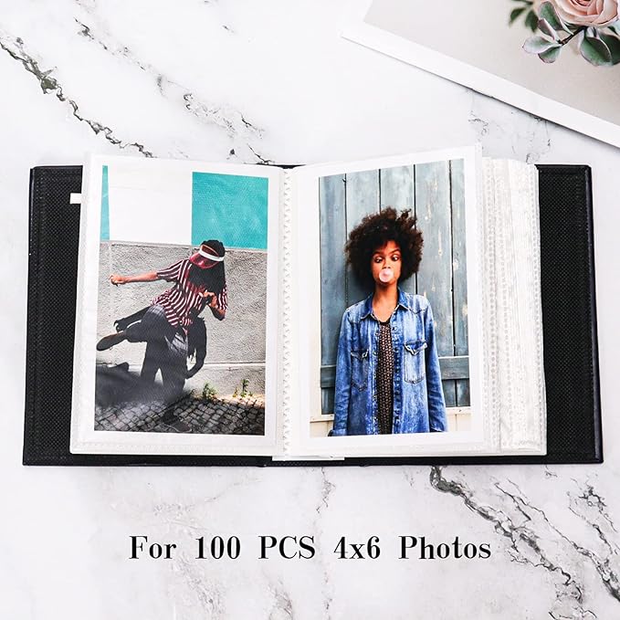Vienrose Photo Album 4x6 Holds 100 Photos, PU Leather Cover Picture Book with 100 Horizontal Pockets, Slip-in Photo Album for Wedding, Baby Memories, Family, Acid-Free Photo Storage Gift, Purple - Image 2